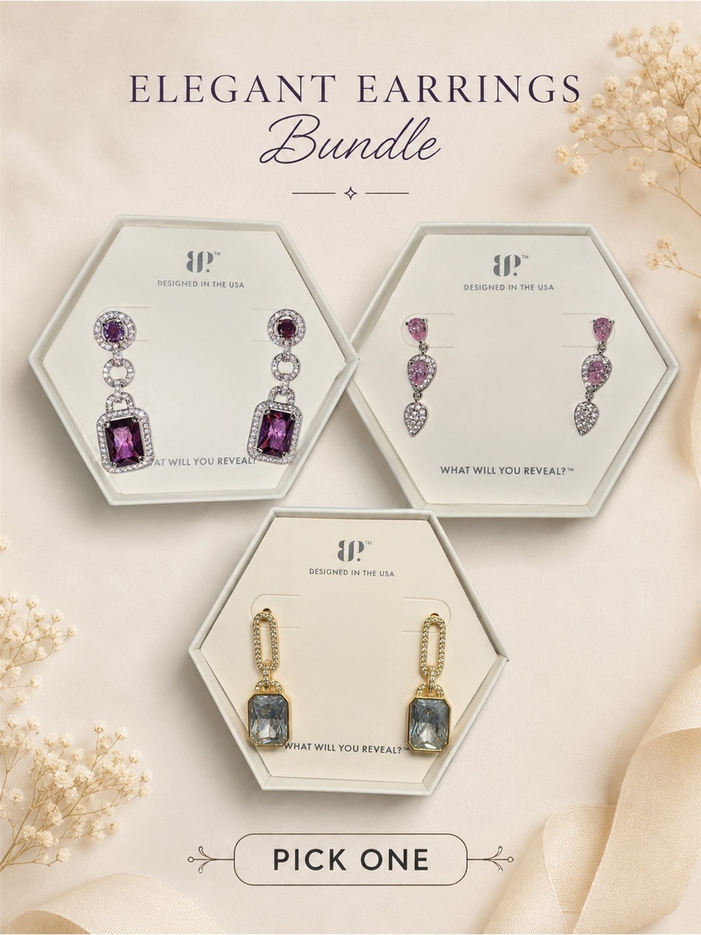 Women's Purple and Gold Drop Earrings - Elegant Gemstone Styles